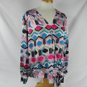 INC Intl Concepts Honeycomb Hexagon Faux-Wrap Top Plus Size Choose